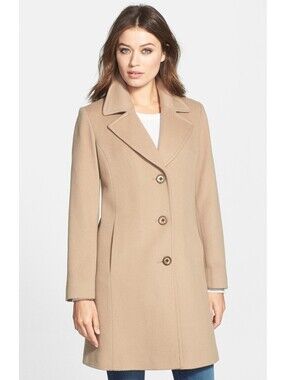 NEW, Fleurette Notch Collar wool Coat in camel SZ 10 #W197